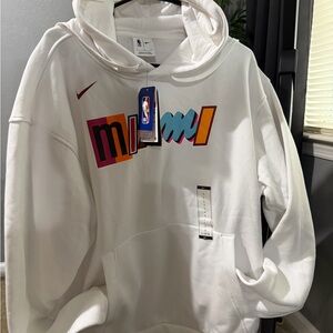 NBA White Hoodie with Colorful Miami Design